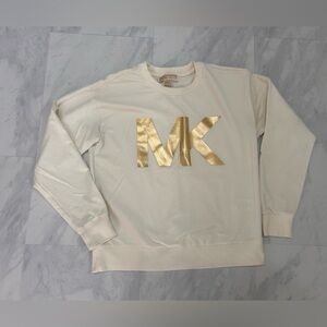 Michael Kors Cream Sweatshirt with Gold MK Logo SIZE SMALL